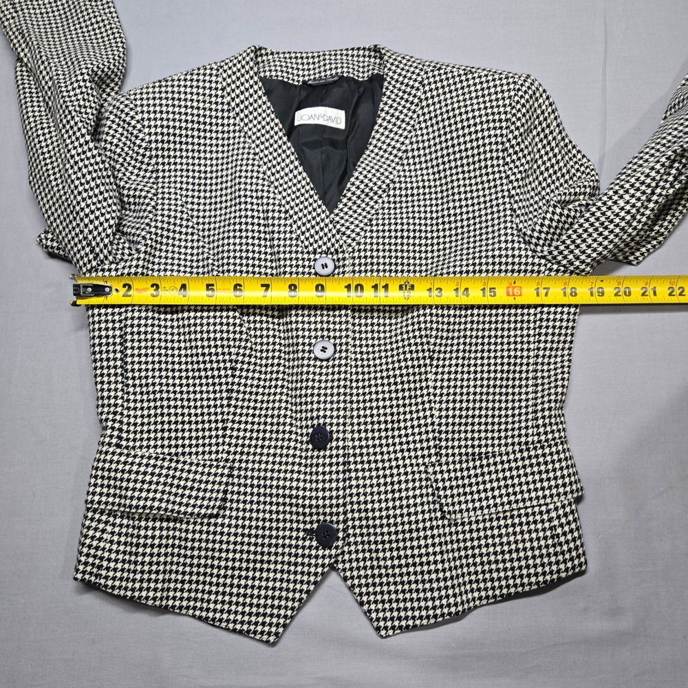 Vintage JOAN & DAVID Houndstooth Cropped Blazer 100% Lambswool Made in Italy - Picture 8 of 15